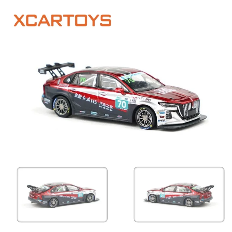 XCARTOYS 1/64 Hongqi H5 Racing Car 2023 Autohome Team No 70 Alloy Diecast Model Miniature Vehicle Collectible Toy Display Gift