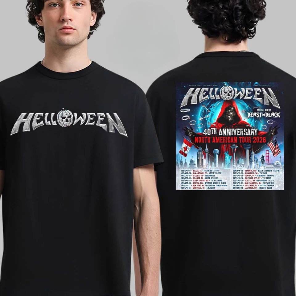 Helloween Cotton Band Shirt Unisex Summer Short Sleeve Fashion