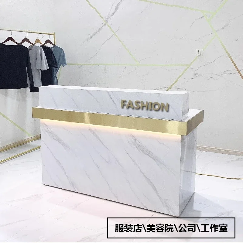 Checkout page Clothing store Company front desk Reception desk Store Small simple modern beauty salon Bar imitation marble