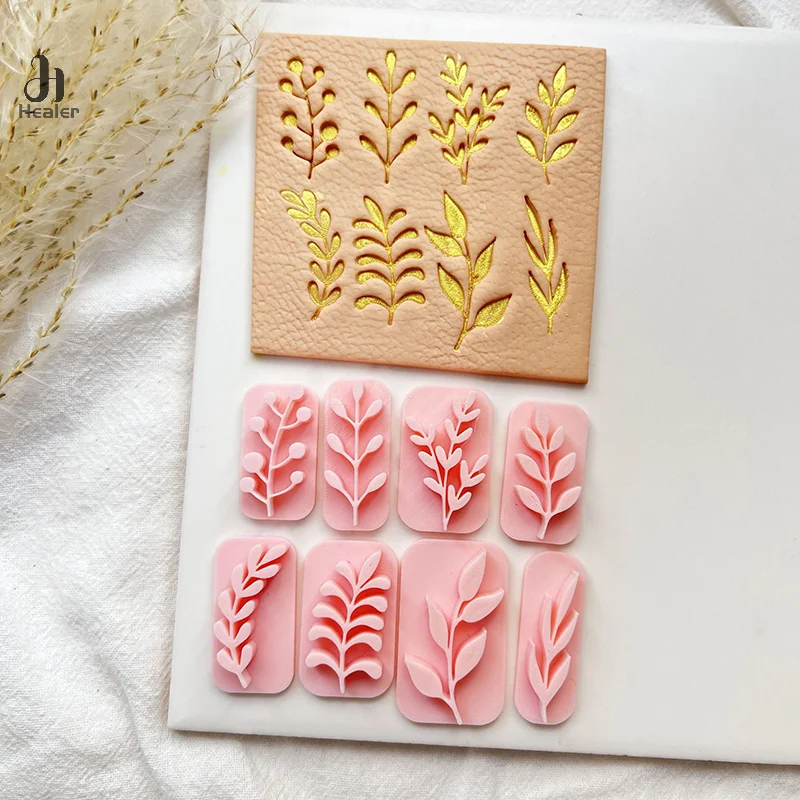 8pcs Plant Leaves Clay Stamps Polymer Clay Molds Leaf Texture Imprinting Mold DIY Ceramic Earrings Jewelry Pottery Tools