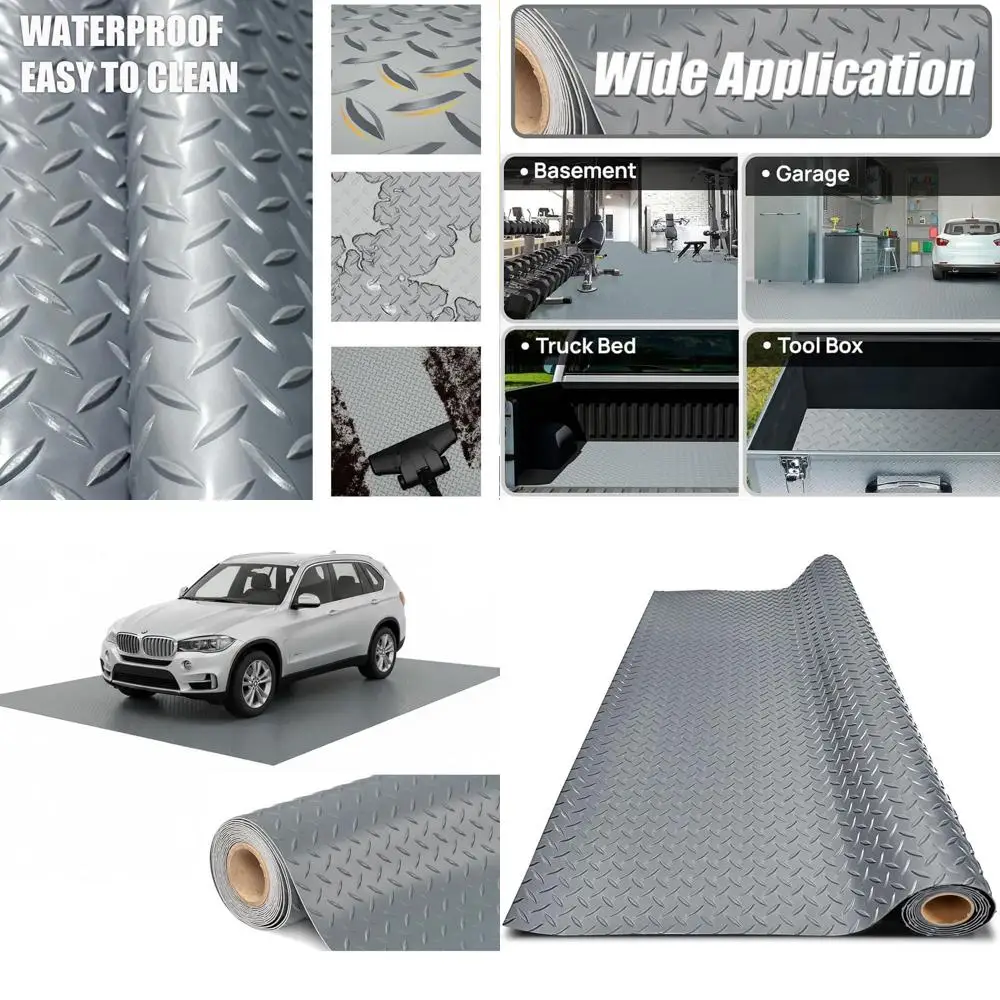 

Толстый ПВХ-коврик для пола гаража, сверхпрочный водонепроницаемый противоскользящий защитный коврик для автомобилей, прицепов, внедорожников, подвалов, спортзалов (серый) 2 фута x 33 фута