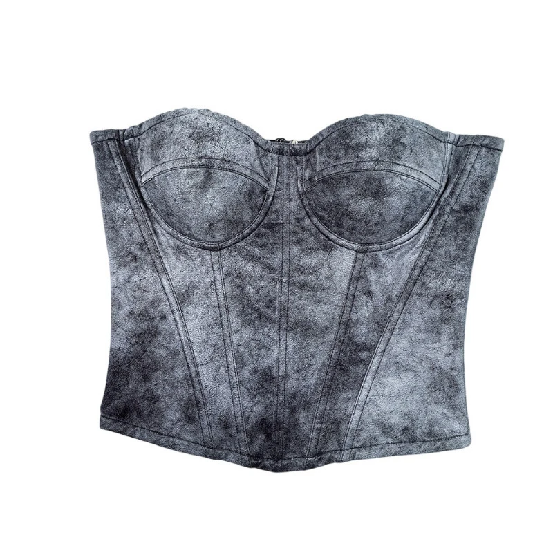 Prayger New Sexy Denim Shaper Women Bones Control Belly Tops Bra Lifter Vest Zipper Back