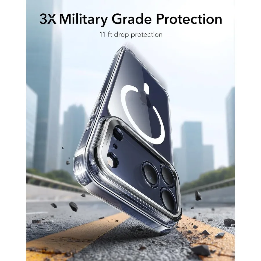 Per iPhone 17 Pro Custodia con supporto Stash Cover di controllo fotocamera compatibile con MagSafe Protezione anticaduta di livello militare magnetica