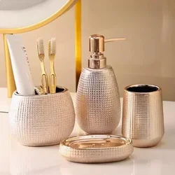 Rose Gold Ceramic Toiletries Gargle Cup Lotion Sub Bottling Household Shower Gel Bottle Soap Storage Tray Home Accessories