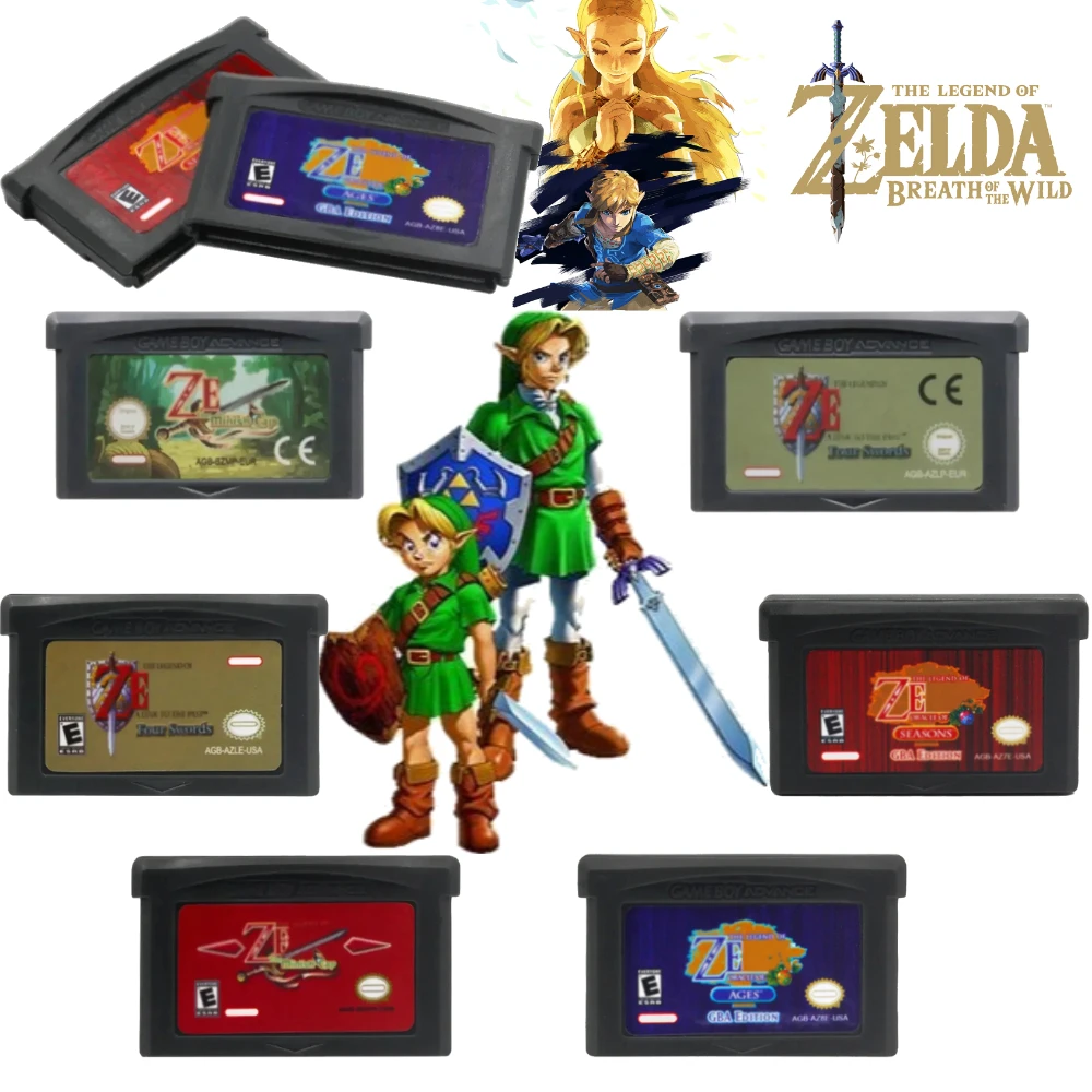 Zelda 32 Bit GBA Game Cartridge Console Four Swords Game Card Link To The Past Awakening DX Minish Cap Oracle of Seasons