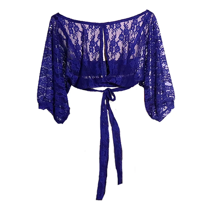 2026 Spring/Summer New Korean Lace Belly Dance Top Bat Sleeve for Practice And Performance BRR306