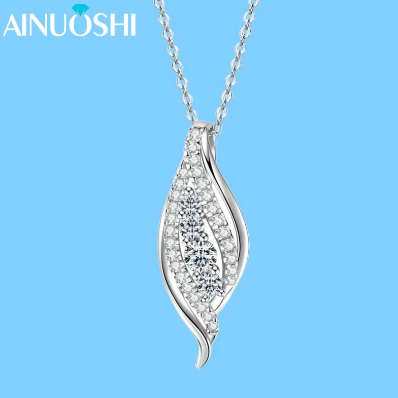 

AINUOSHI Новый D0.56CT муассанит с бриллиантовым кулоном ожерелье для женщин S925 ожерелье из стерлингового серебра женские ювелирные изделия для танцев на день рождения