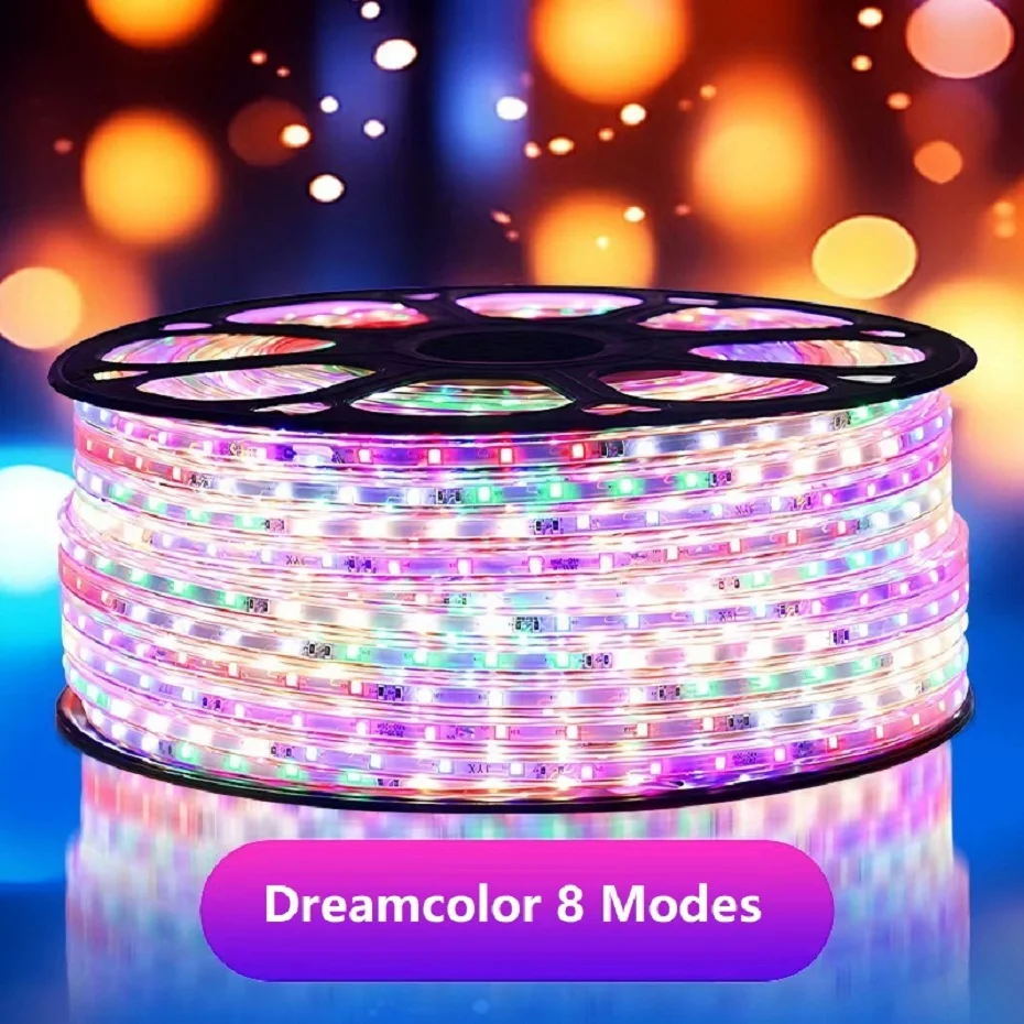 

Dreamcolor LED Strip Light 220V EU Plug Waterproof Led Tape Lights Flexible Multicolor Lamp Ribbon For Home Decoration Lighting
