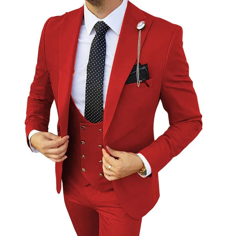 X124 Herren anzug dreiteiliger Anzug im koreanischen Stil Slim Fit Business Best Man Anzug Bräutigam Knoten