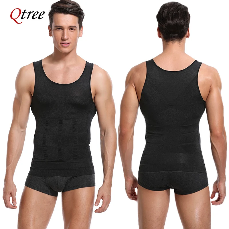 Qtree Bauch-Bauch-Kontrollweste für Männer, Taillentrainer, Abnehmen, Shapewear, Kompression, Body Shaper, Cincher, korrigierendes Haltungskorsett