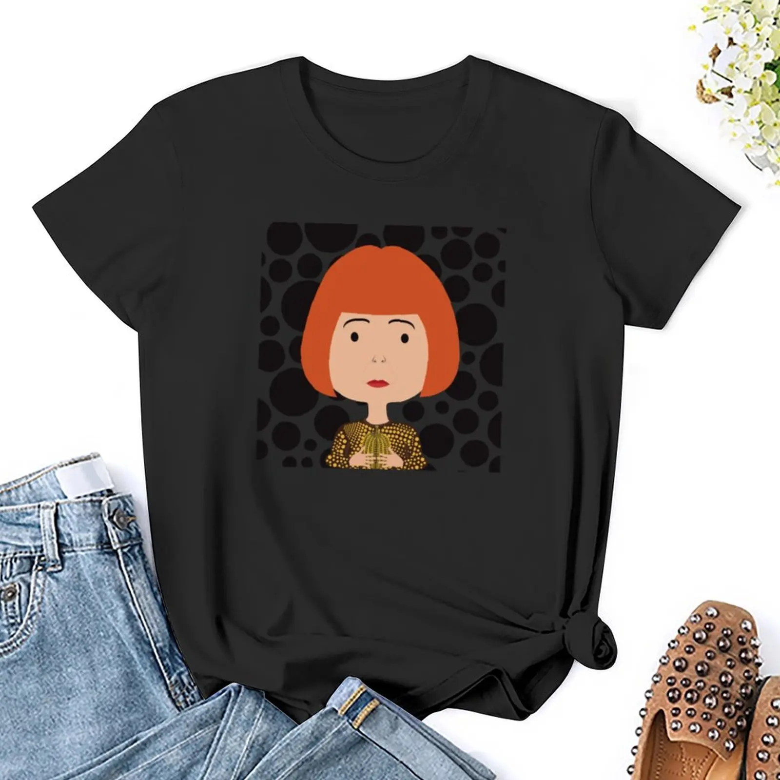 Yayoi Kusama Halloween camiseta para mulheres, tops sexy, camiseta branca, vestido de verão