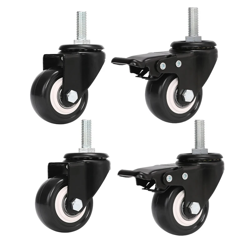 

4Pcs Heavy Duty Furniture Caster 1.6 Inch 360 Rotatable Screw Swivel Castor Wheels Trolley Rubber Protective Load 200kg