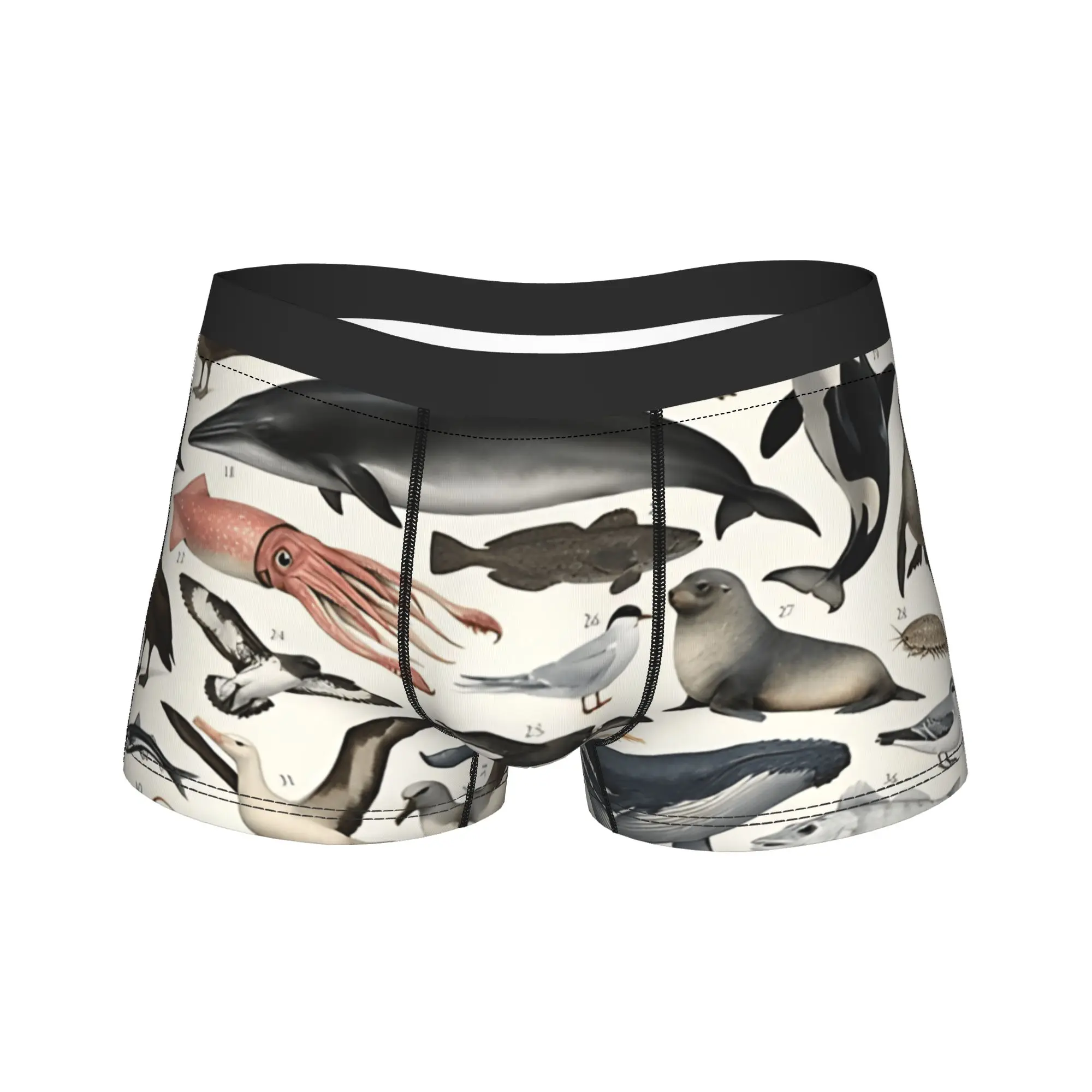 

Retro Sardines Boxer Brief Underwear Hot Sale Man Elastic Boxer Shorts Print Oversize Panties