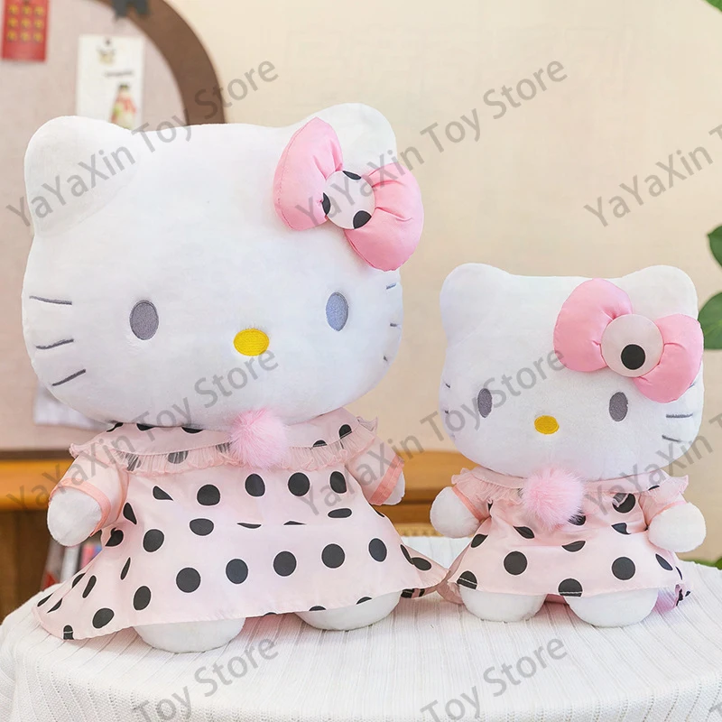 

Плюшевая игрушка Sanrio Hello Kitty в горошек с бантом, очень мягкая, милая, большого размера, экспортная коллекция, подарок на день рождения для девочек и детей