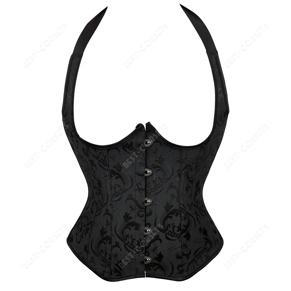 

Steampunk Underbust Corset Halter Pirate Corset Women Costume for Halloween Gothic Floral Bustier Corset With Straps