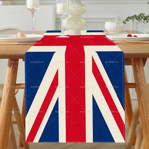 1Pc Patriotic Union Jack Table Runner With Red White And Blue Stripes Farmhouse Decor Home Reunion Party Decorations