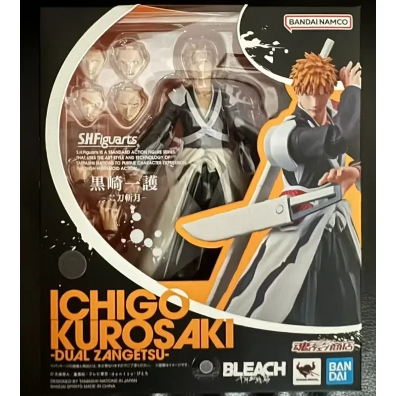 In Stock Original Bandai S.H.Figuarts SHF BLEACH Kurosaki Ichigo Dual Zangetsu Ver. Anime Action Figure Model Collectible Toys