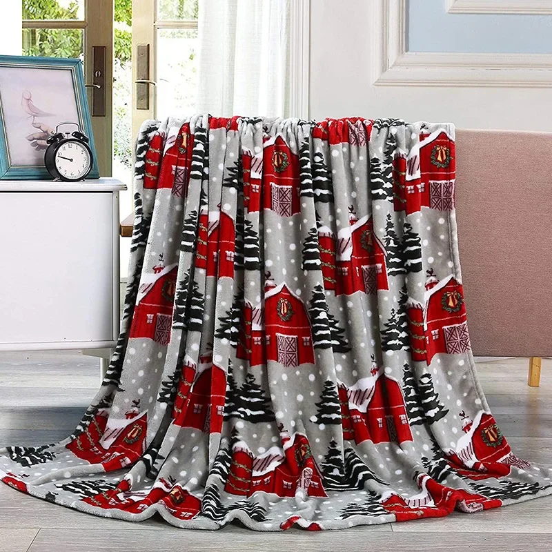 Xmas Fleece Blanket Flannel Snowflake Gingerbread Christmas Throw Blanket Winter Warm Soft Plush Blanket For Couch Sofa Bed