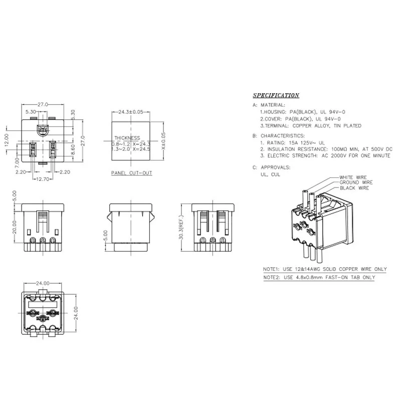 HD-M-4 American standard socket PDU power strip plug American socket UL certified American style power cord socket 15A 125V