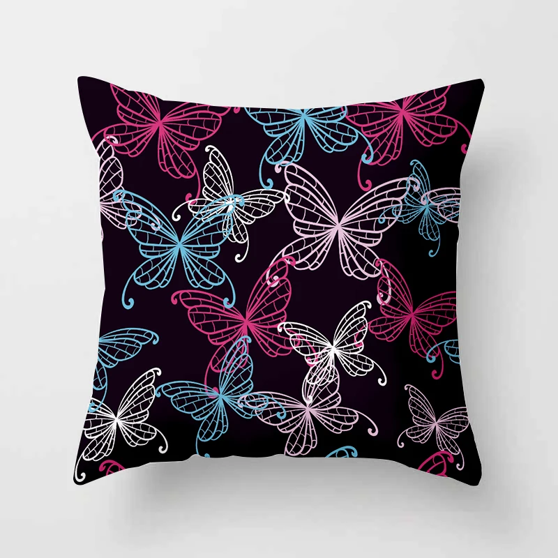 Home Decor Floral Butterfly Pattern Printed Pillowcase Cushion Cover Polyester Throw Pillow Sofa  funda de almohada