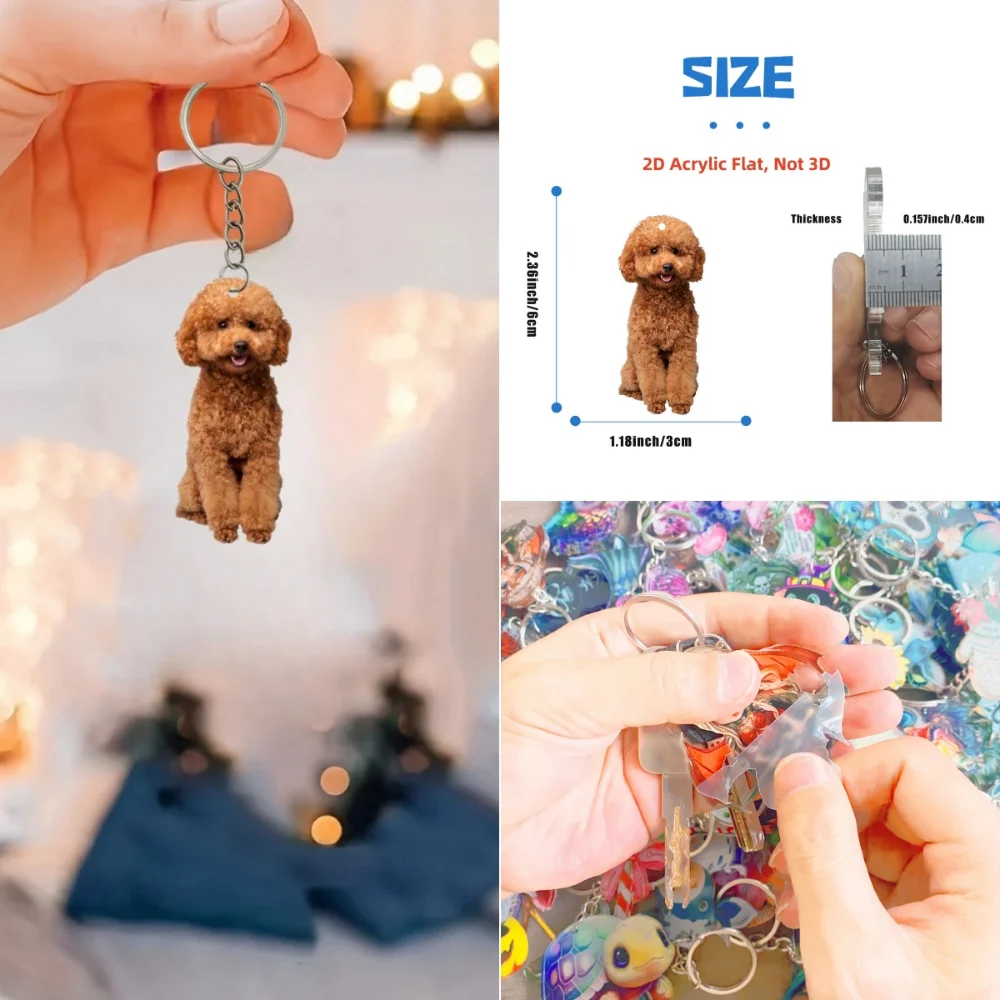 2D Happy Teddy Keychain Cute Puppy Pendant Acrylic Versatile Charm Dog ,Decor for Car Mirror,Backpacks,Festive,Party,Gift
