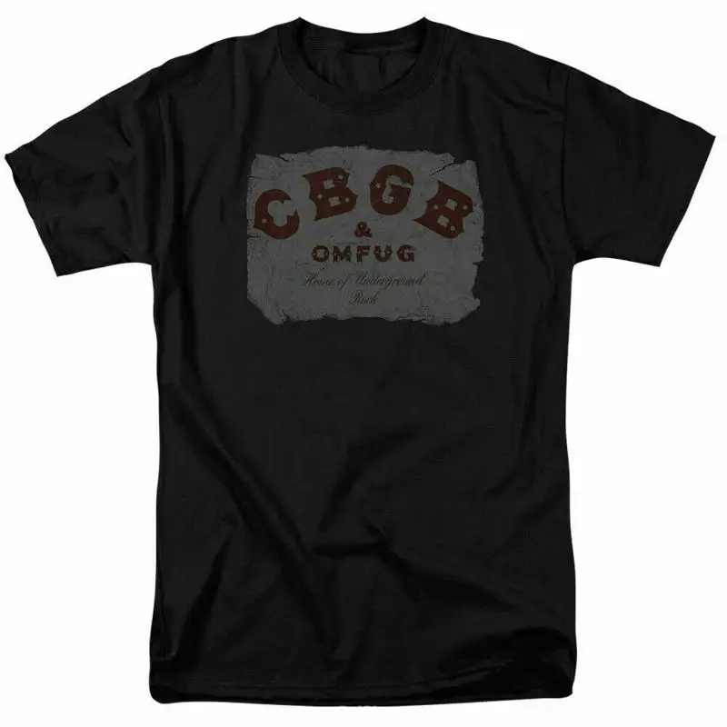تي شيرت بشعار CBGB OMFUG مجعد مرخص للمنزل من Underground Rock Black