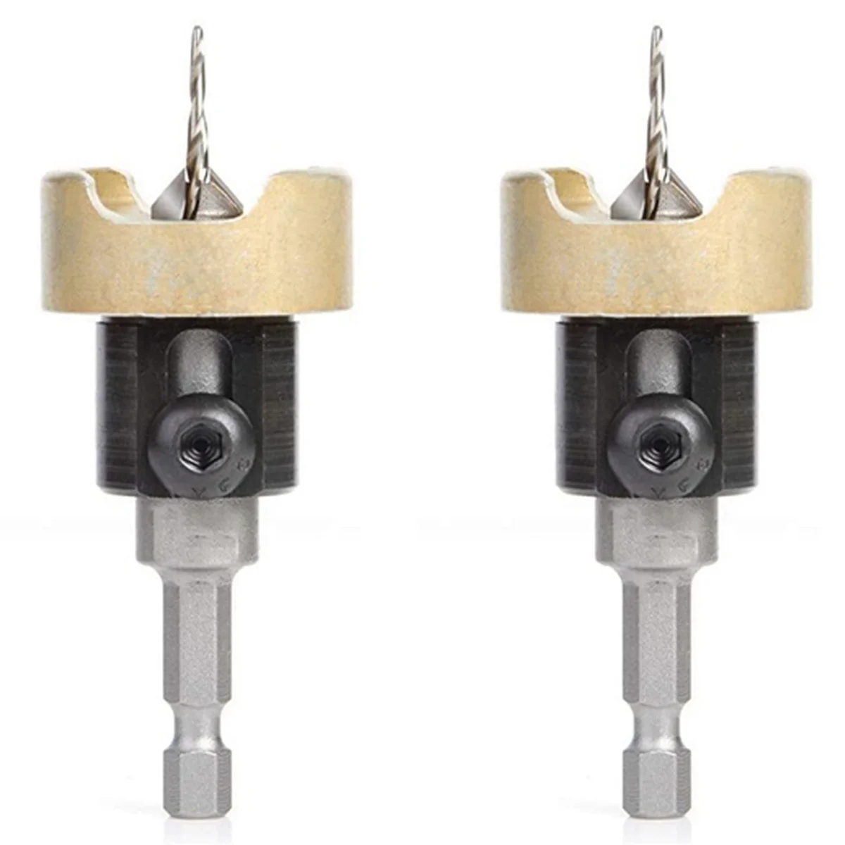 

2X Woodworking Countersink Drill Carbide Tipped Adjustable Depth No-Thrust Ball Bearing for 3/32 X1/4 Countersink Bit