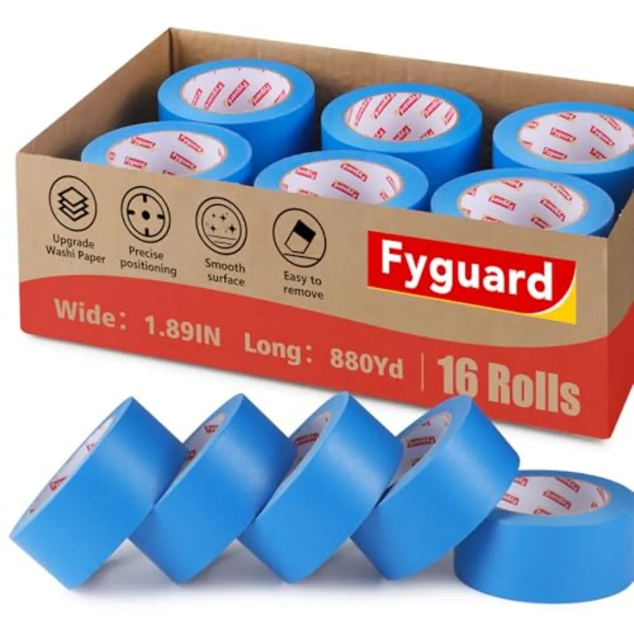 

16 Rolls Blue Painters Tape 2 Inch Wide 1.89In x 880Yd Blue Masking Tape Bulk for Walls Home Improvement Masking DIY Crafts