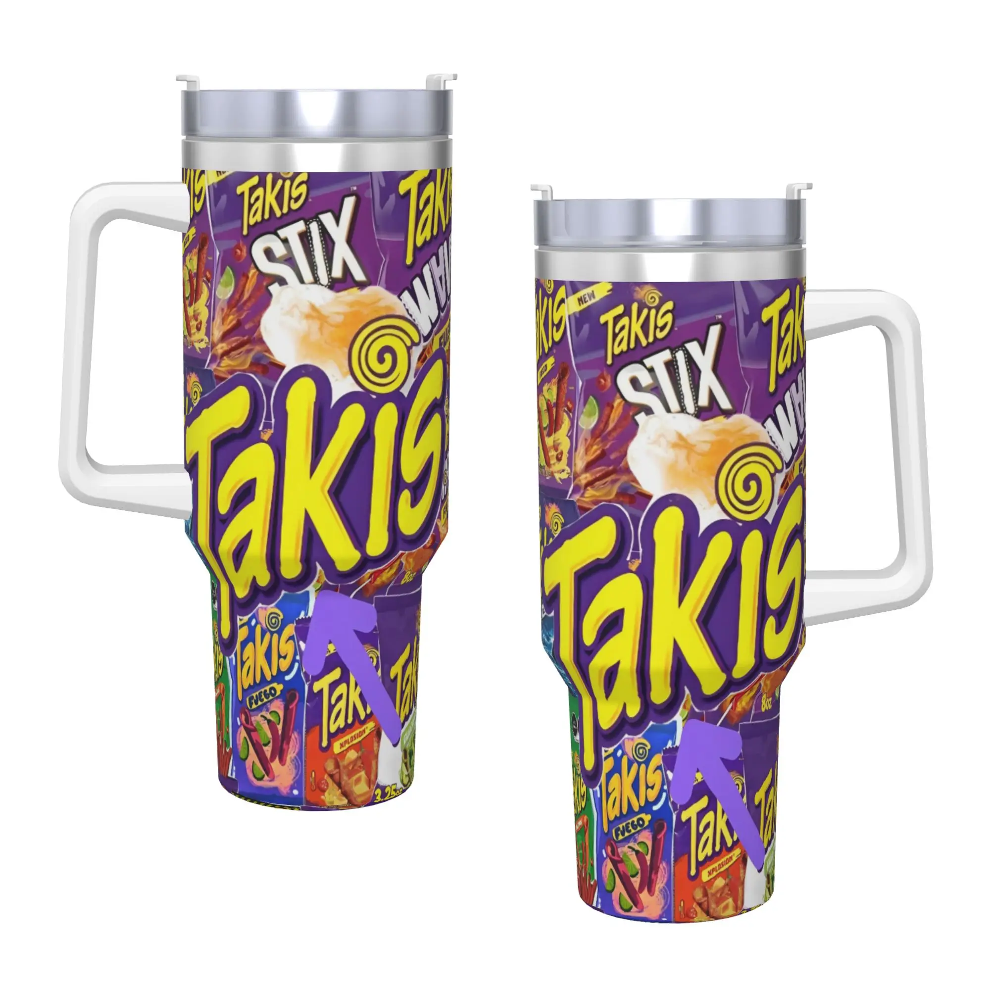 Vaso Térmico de Acero Inoxidable para Agua, Mantiene la Temperatura, Personalizable, para Camping y Auto, con Diseño de Takis Chili Chips