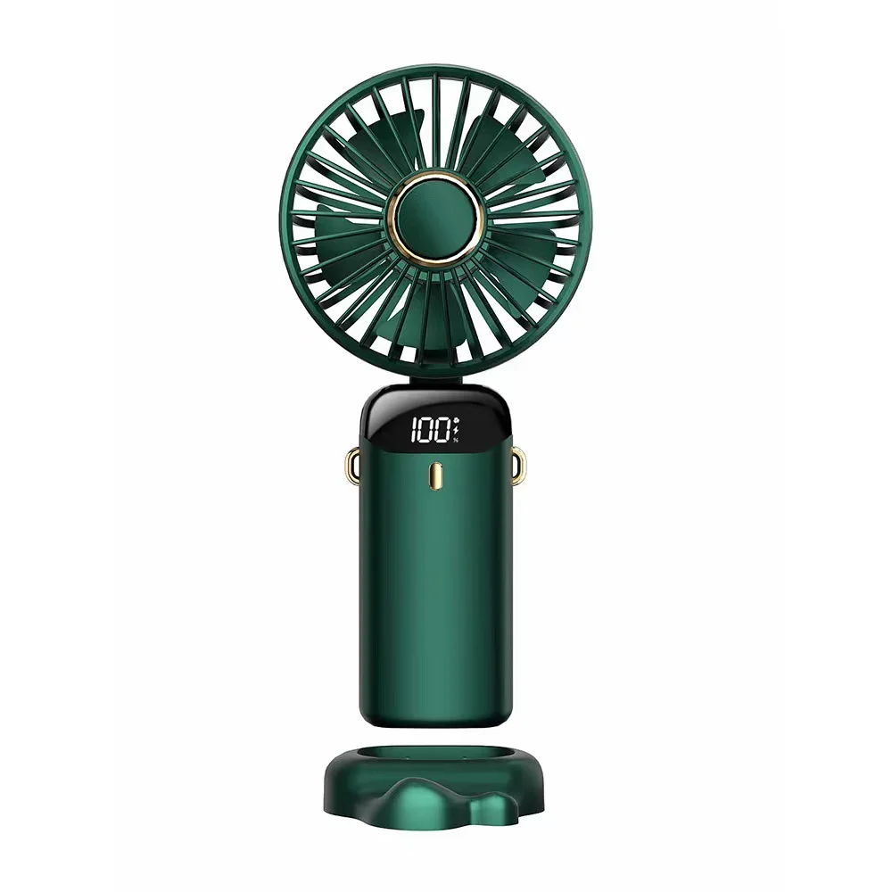 Mini USB Handheld Electric Fan com Digital Display, Portable, Folding, Small, Office, Student