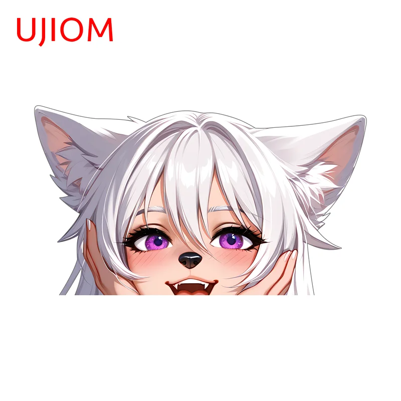 UJIOM Furry Cat Peeking Wall Stickers Lovely Living Room Tumbler Wallpapers Decals Interesting Cartoon Waterproof Home Murals