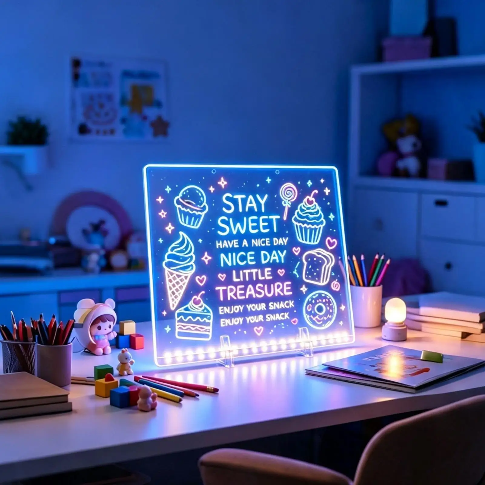 LED Drawing Board for Kids Rechargeable Writing Pad with Markers LED Board with 13 Effects for Kids Girls Boys School Classroom
