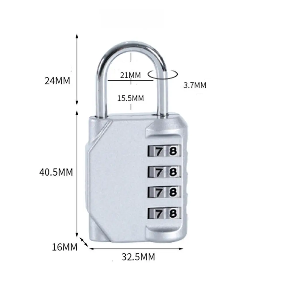 4-digit Combination Lock Travel Security Metal Password Lock Dormitory Warehouse Door Padlock Waterproof Rust-proof Code Lock