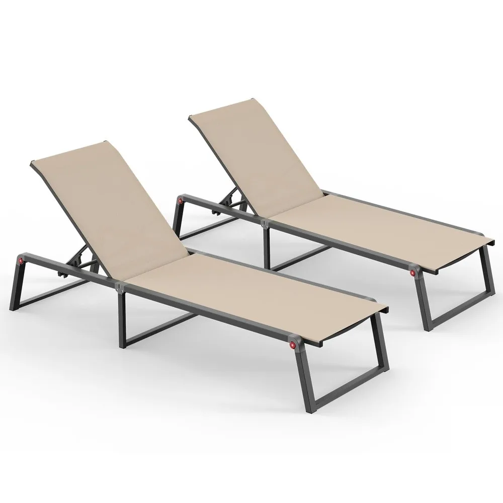 Aluminum Chaise Lounge Chair Outdoor Foldable& No Assembly Patio Pool Lounge Chairs 5 Position Recliner for Outside