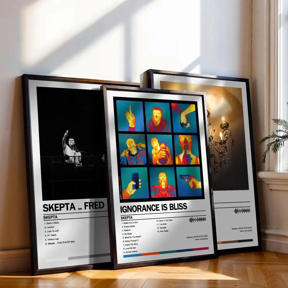 Skepta Poster Peelable Self-Adhesive Stickers, Frameless Wall Art Decals for Bedroom Living Room Home Decor