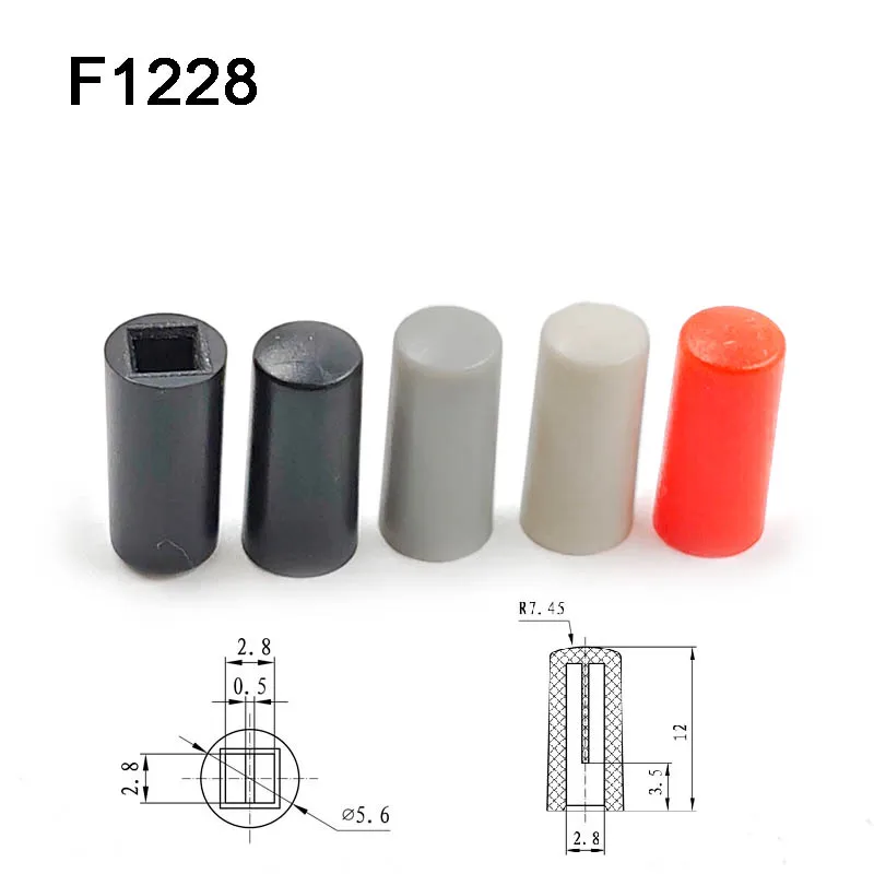 Switch Caps Small Square Hole 2.8x2.8mm 12mm Height Red Black White Grey Color Available Factory Wholesale 1000PCS/Bag F1228