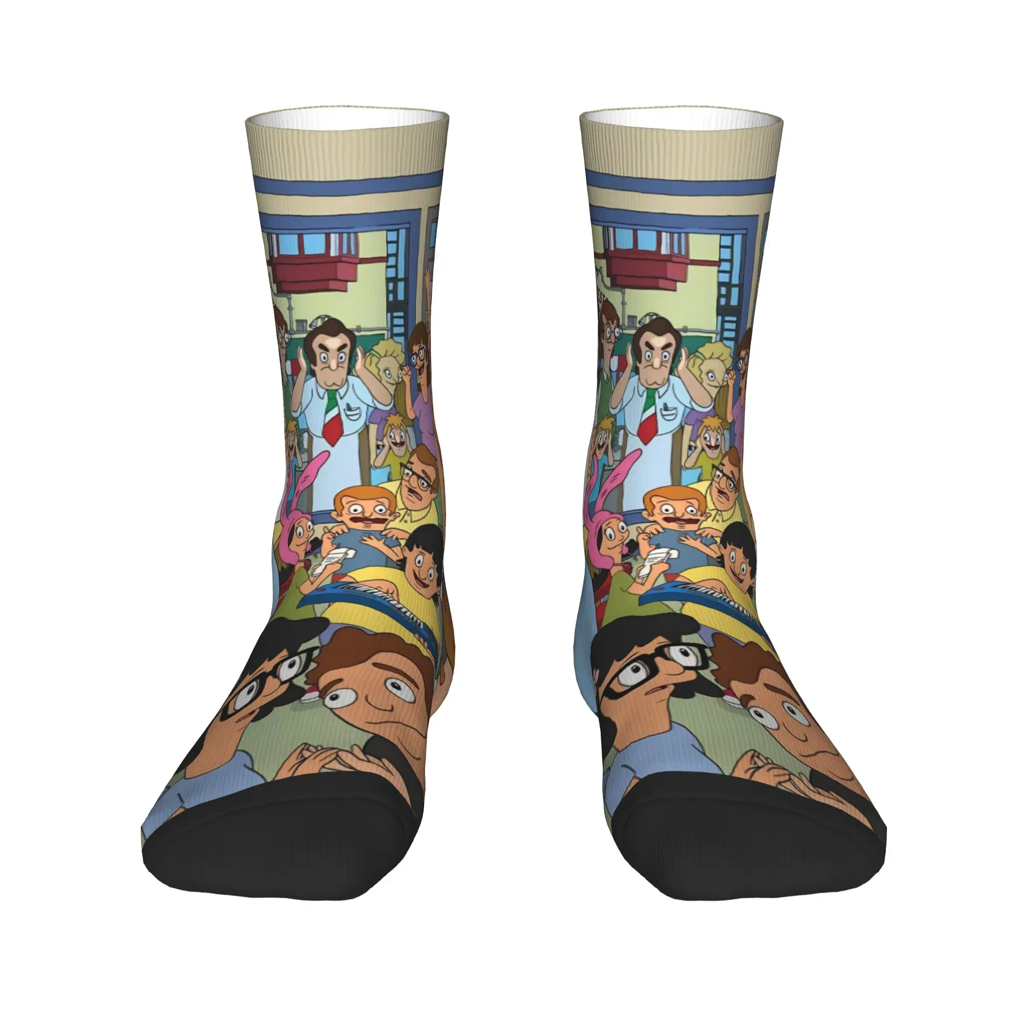 Funny B-Bob Burgers Printed Socks  Design Stockings Anti Bacterial Women Men Socks Quality Autumn Novelty Cycling Socks
