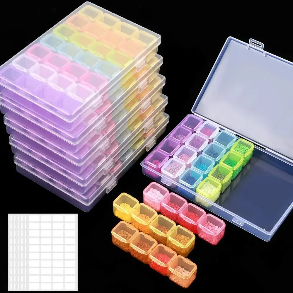 28/56 Slot Transparent Plastic Storage Box Diamond Painting Accessories Tool Nail Art Rhinestone Bead Storage Box New