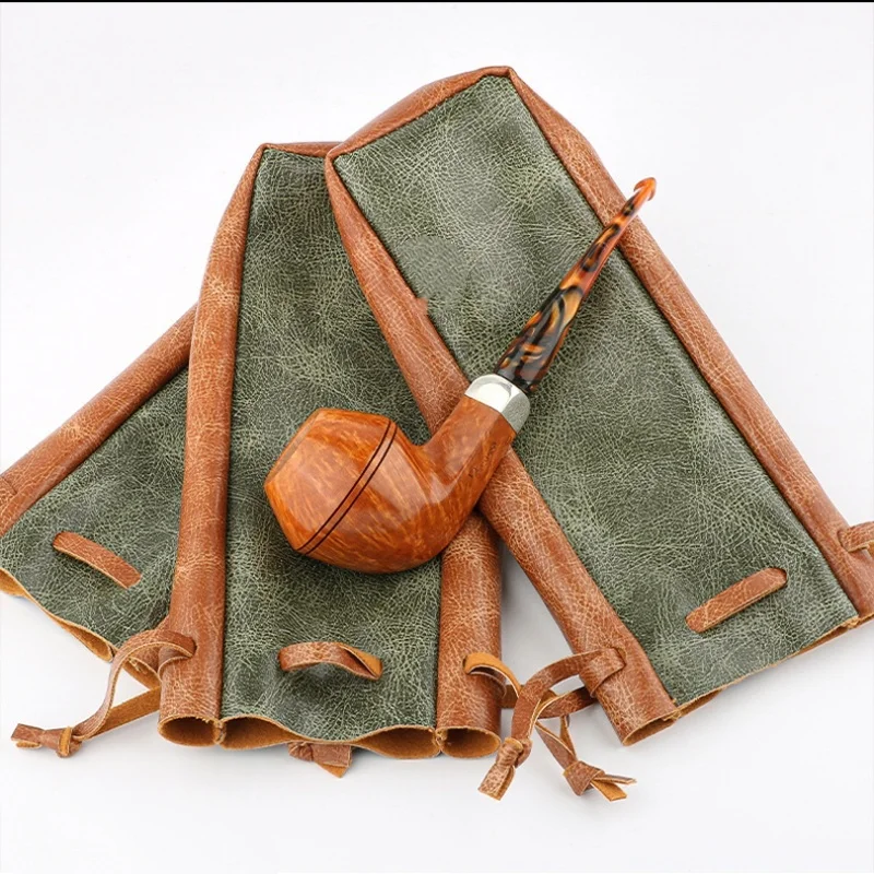 

Durable Pipe Carry Case Plush Leather Pipe-Specific Bundle Pocket Premium Smoking Accessory Portable Storage for Tobacco Pipe
