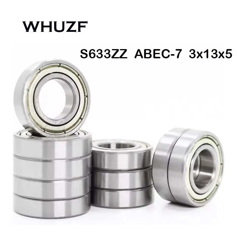 

10PCS S633ZZ 3*13*5mm ABEC-7 Stainless Steel Deep Groove Ball Bearing 3x13x5mm SB633ZZ S633-2Z S633RS 베어링