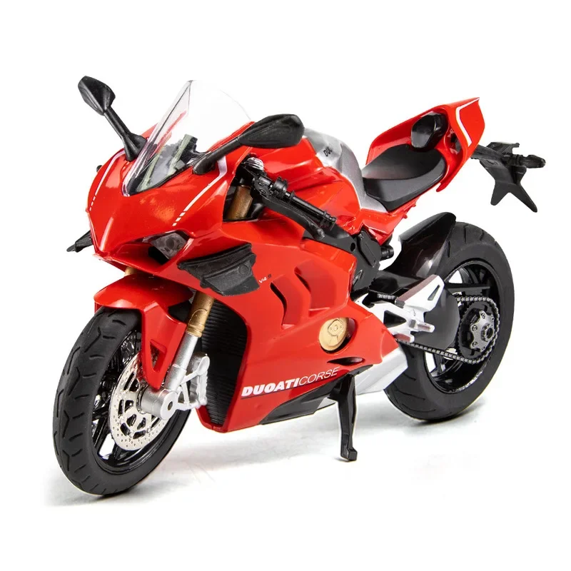 Panigale Racing Motorcycles Toy para crianças, modelo de motocicleta de liga, coleção de luz e som para crianças, Ducati V4S, 1:12