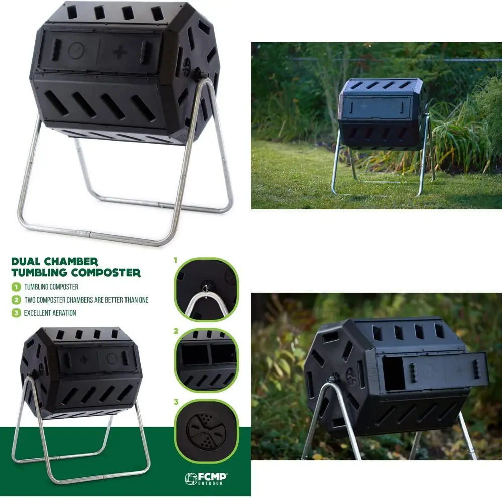 

Canadian-Made Dual Chamber Recycled Resin Outdoor Tumbling Composter