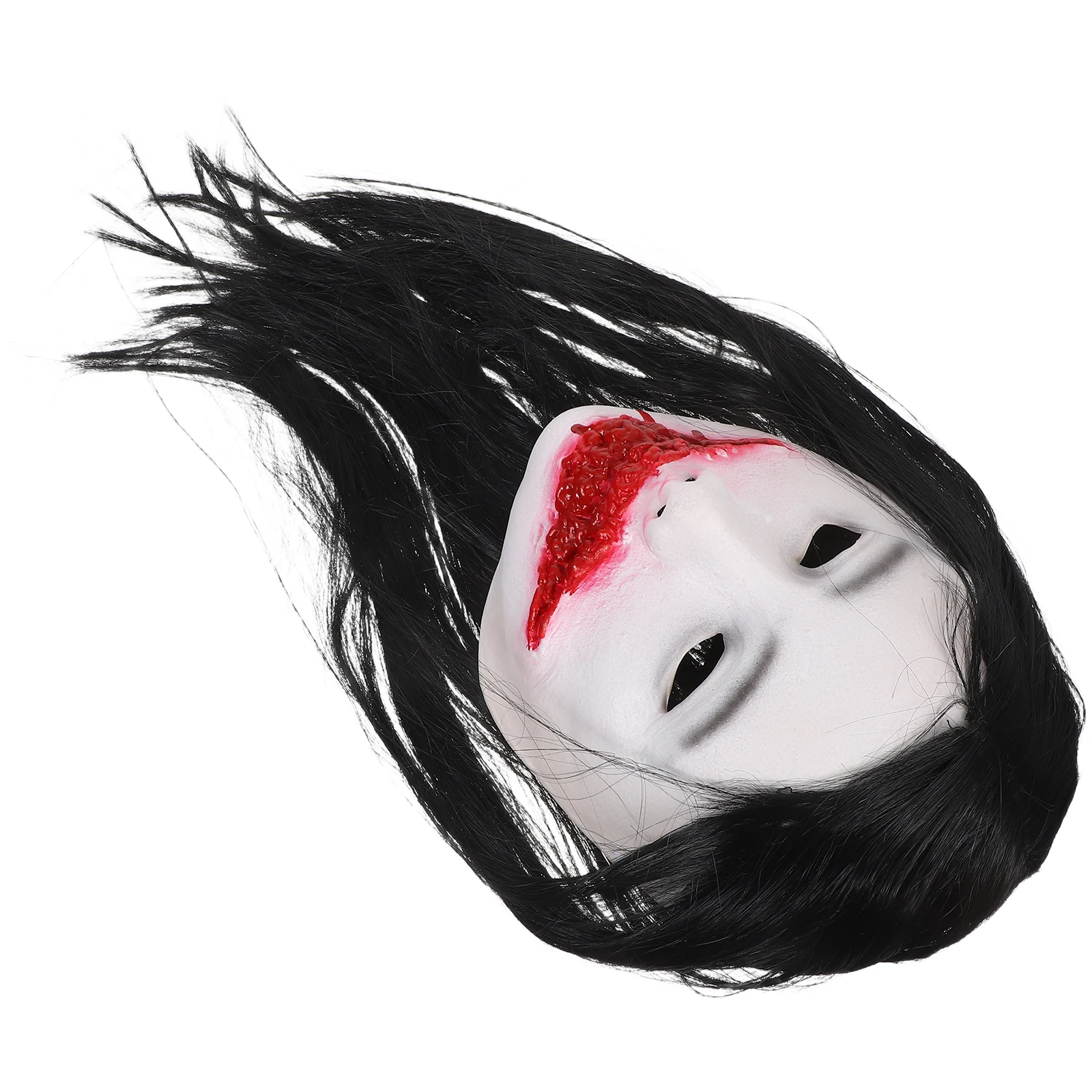 

Halloween Long-Haired Ghost Realistic Scary Woman Costume Face For Cosplay Haunted House Party Horror Mask With Hair Spooky
