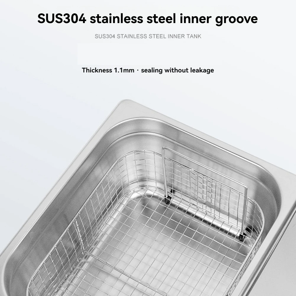 ABXHH Pulitore ad ultrasuoni con manopola da 0,8 litri Macchina per la pulizia ad ultrasuoni in acciaio inossidabile 304 Tempo e temperatura regolabili Spina UK