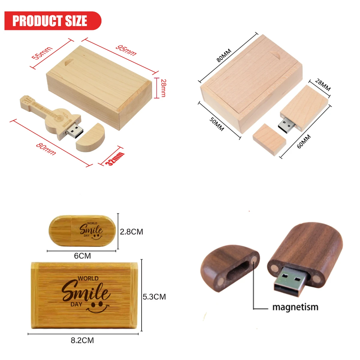 50PCS LOT Free Custom Logo USB Flash Drive 128GB Wedding Gift Memory Stick 64GB Heart Pen Drive 32GB Wooden U disk 16GB