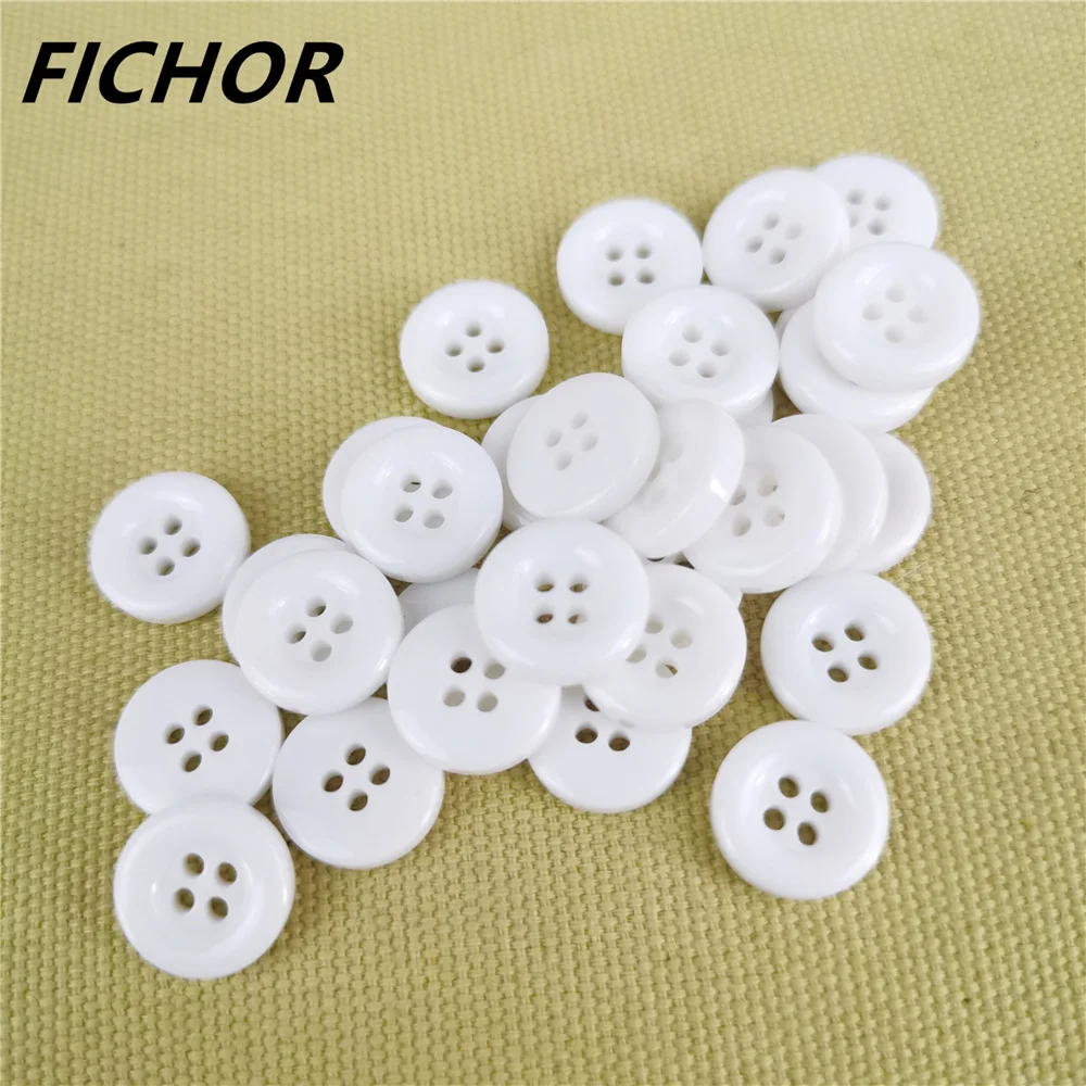 30/50pcs 11mm 4 Hole Milky White Round Resin Buttons Cute Fashion Clothes Button For Handmade Scrpbooking Craft Accessories