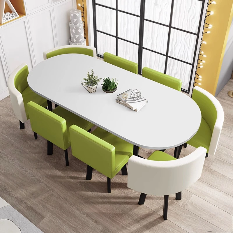 Office Conference Table Reception Negotiation Training Oval Table and Chair Combination Nordic Style Simple Modern Reading Room