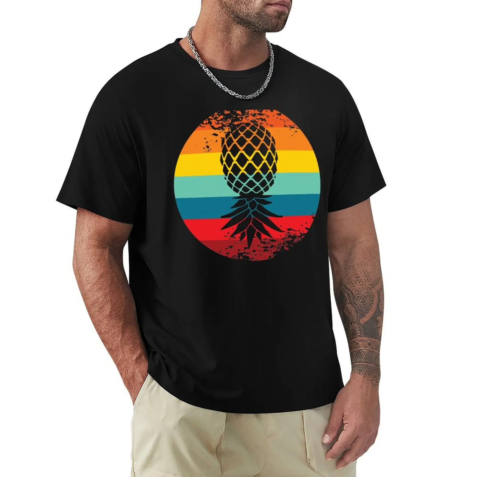 

Retro Sunset Upside Down Pineapple T-Shirt cute tops boys whites big and tall t shirts for men