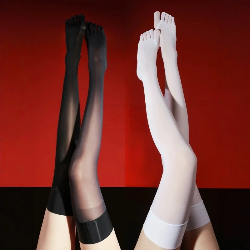 3 Pairs/Set Horse Oil Shiny Stretchy Nylon Thigh High Stockings Women Sexy 8D Ultra Thin Breathable Medias With Five Toes