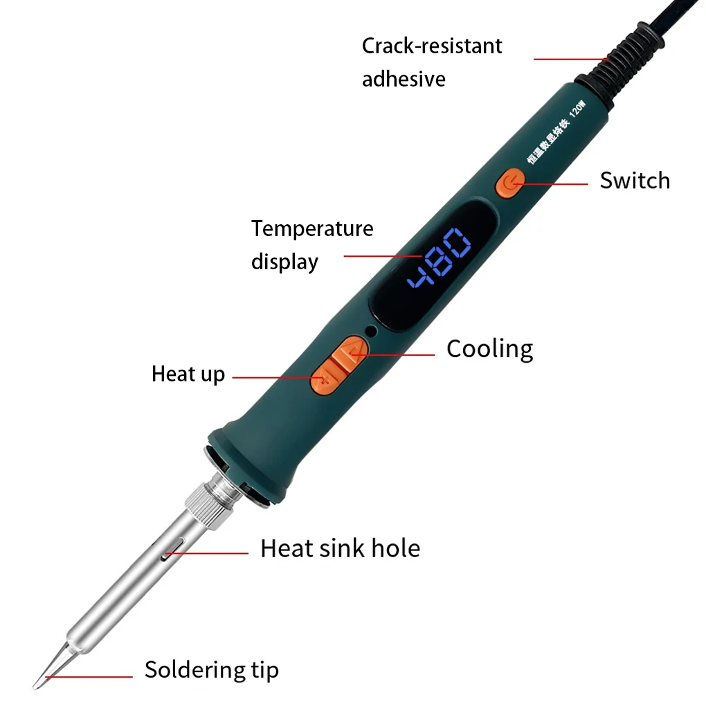 Digital Soldering Iron Kit Repair Soldering Tool Set Electric Soldering Iron Dual Calibration Temperature 200-600℃ EU/US Plug